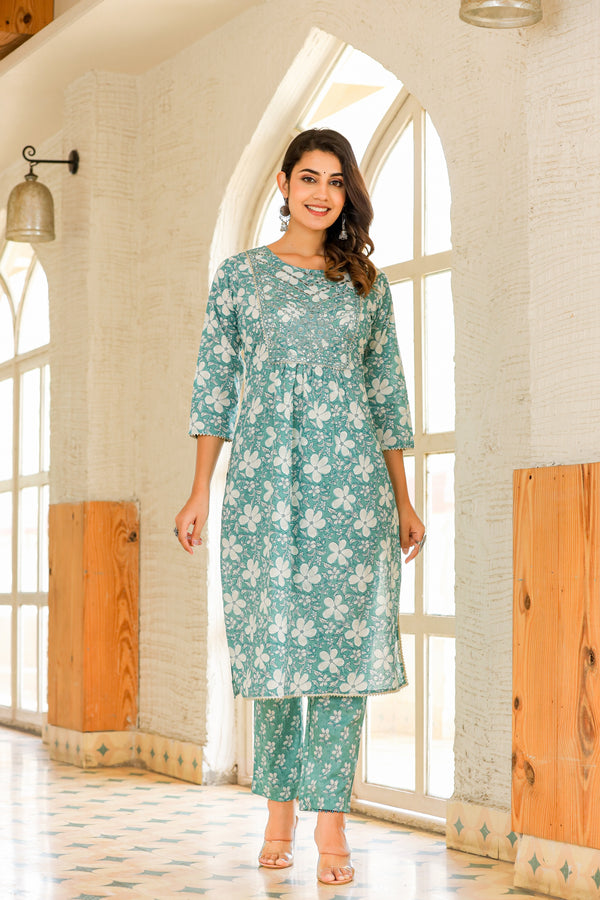 Majestic Gardens Embroidery Kurta pant Set