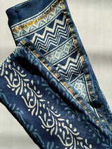 Warli Indigo Handblock Printed Chanderi Dupatta