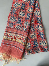 Pankh Peach Handblock Printed Chanderi Dupatta