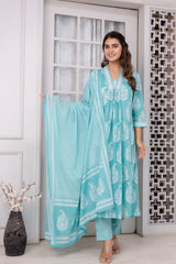 Turquoise Saga A-Line Suit Set