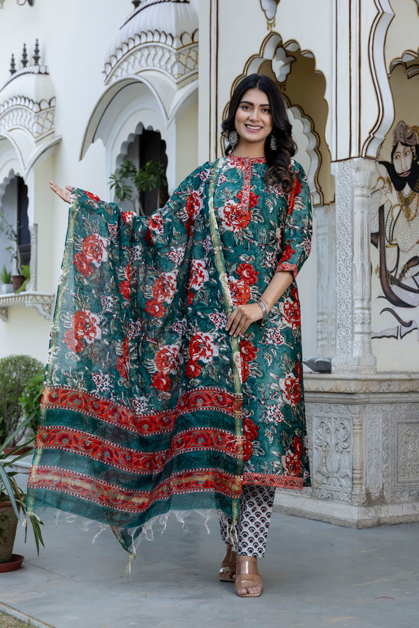 Ruby Rose Chanderi Silk Straight Fit Suit Set (Plus Size)