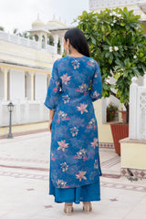 Ruby Floral A-line Silk Suit set