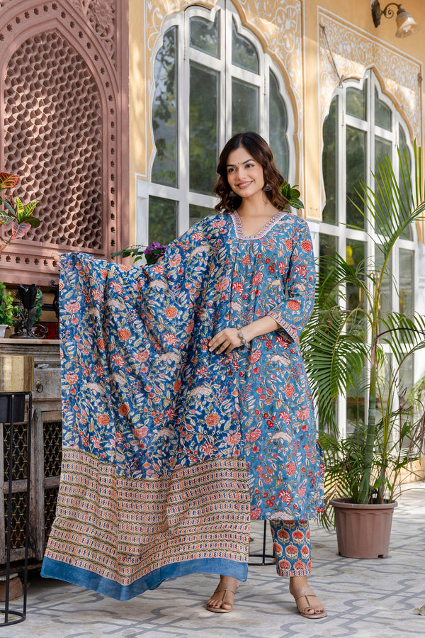 Neel Garden Cotton Handblock Printed Suit Set