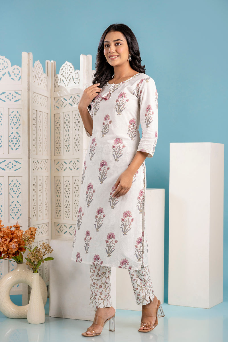 Avani White Jaipuri Suit Set