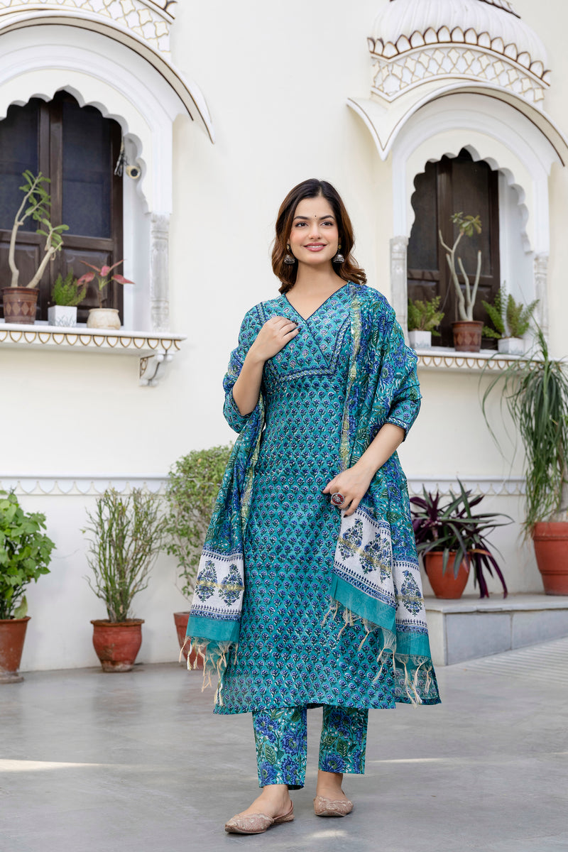 Meghna Chanderi Silk Suit Set with beautiful Handwork Detail