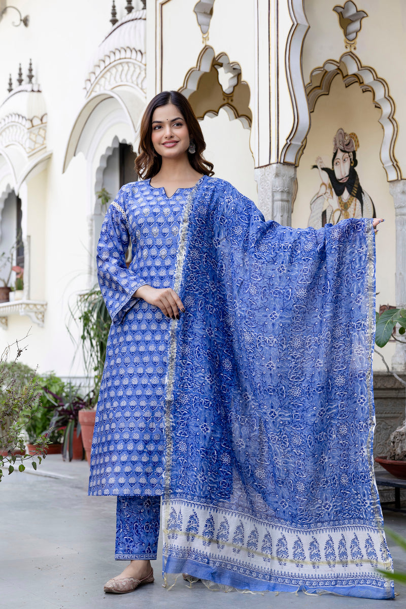 Ambar Chanderi Silk Straight Suit with Handwork Detailing