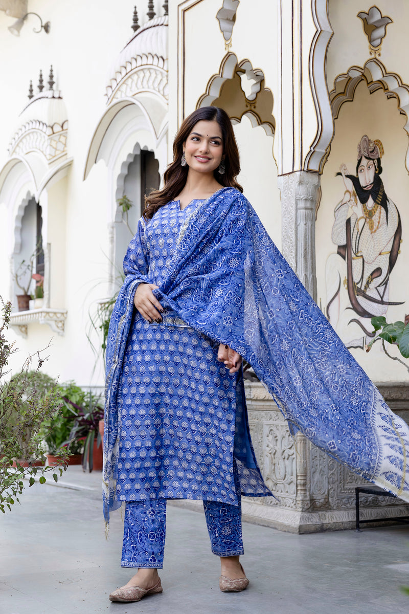 Ambar Chanderi Silk Straight Suit with Handwork Detailing