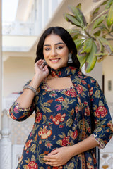 Charvi Embroidered Neck Floral Suit Set