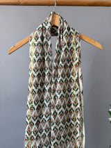 Garden White Green Handblock Printed Cotton Dupatta