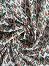 Garden White Green Handblock Printed Cotton Dupatta