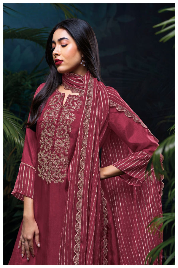 Lavanya Royal Maroon Habutai Silk Suit Set