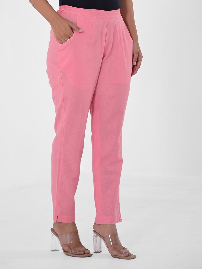 Flamingo Pink Cotton Pants