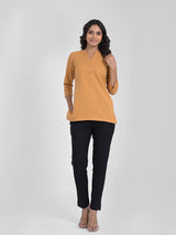 Caramel Airey Linen Short Kurta