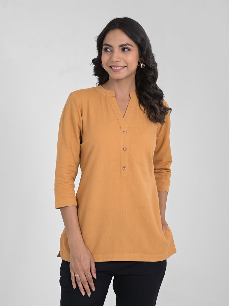 Caramel Airey Linen Short Kurta