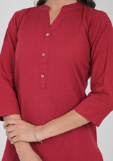 Maroon Airey Linen Short Kurta