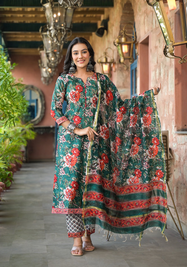 Vrinda Chanderi Silk Straight Fit Suit Set (Plus Size)