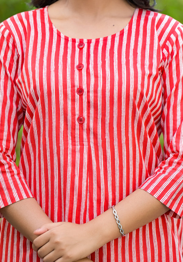 Red Candy Stripes Cord Set