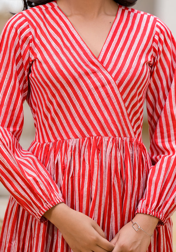 Red Candy Stripes Maxi Dress