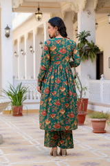 Bagh Suit Set with Full Sleeves  & Flared Design