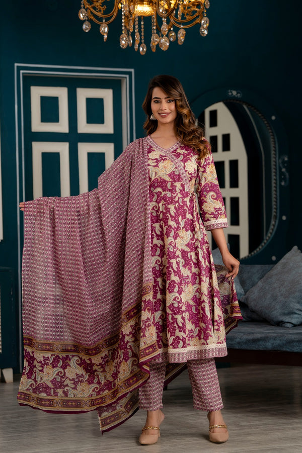 Pink Paradise Angrakha Style Suit Set