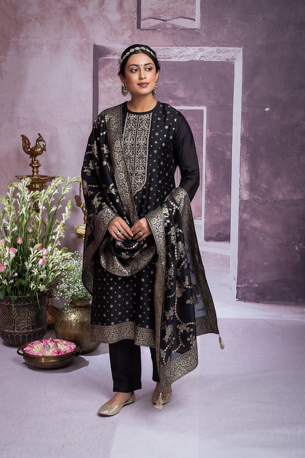 Sonal Silk Suit Set with Dori Work & Silk Jacquard Dupatta