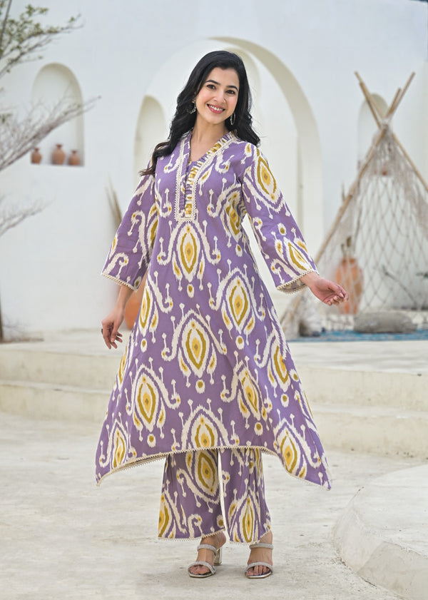 Kayra Lavender Ikat Design Coord Set