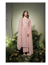 Saanjh Blush Linen Jacquard Embroidered Suit Set