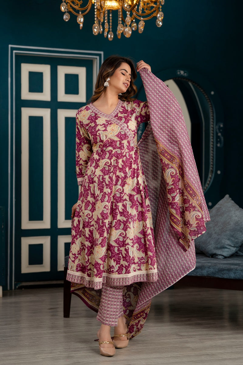 Pink Paradise Angrakha Style Suit Set