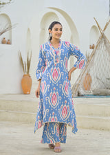 Kayra Sky Blue Ikat Design Coord Set