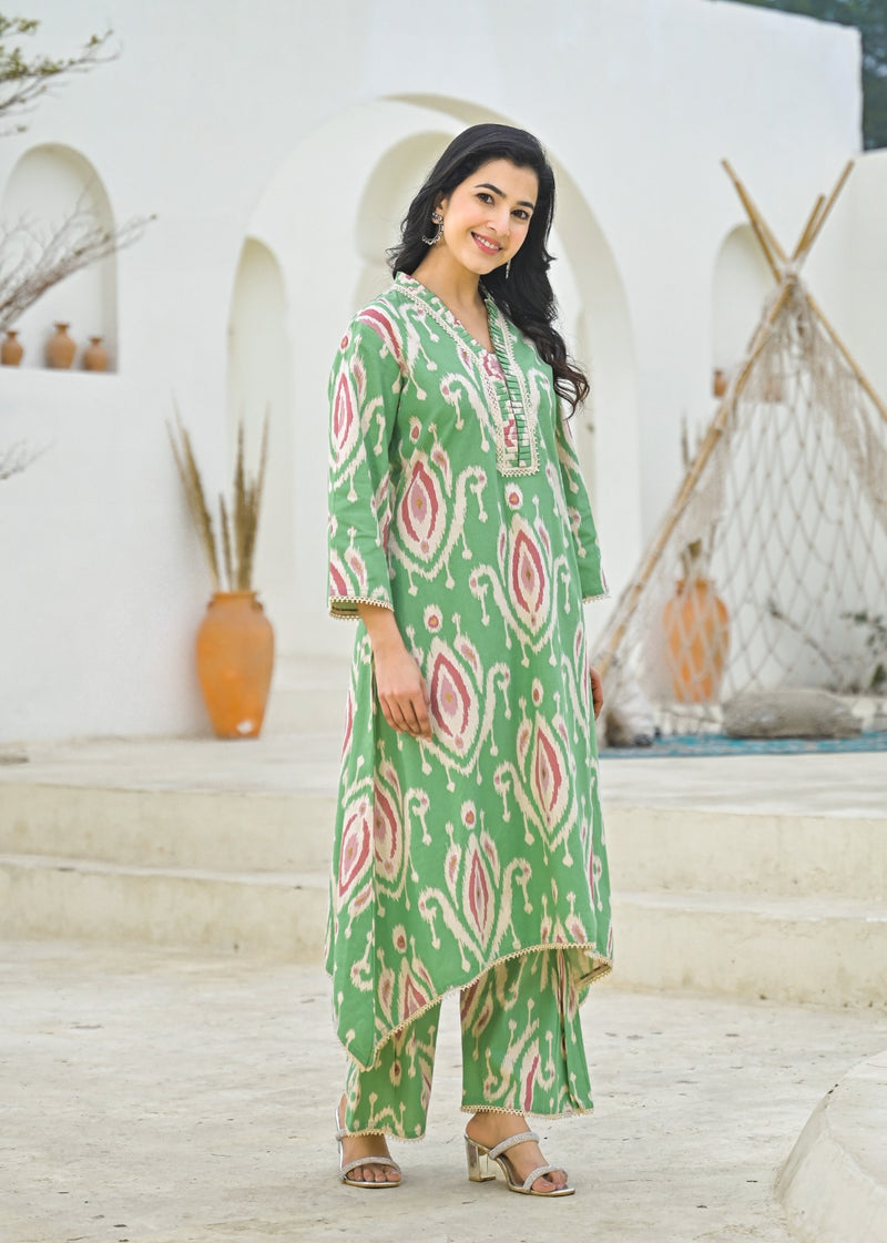 Kayra Mint Green Ikat Design Coord Set