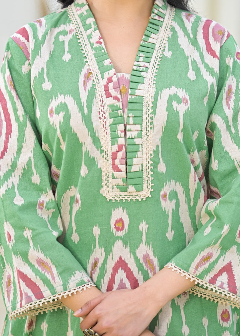 Kayra Mint Green Ikat Design Coord Set