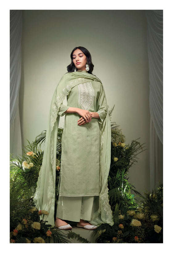 Noor-E-Pista Linen Jacquard Embroidered Suit Set