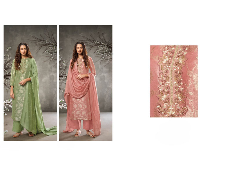 Kusum Pink Suit Set in Silk with Handwork