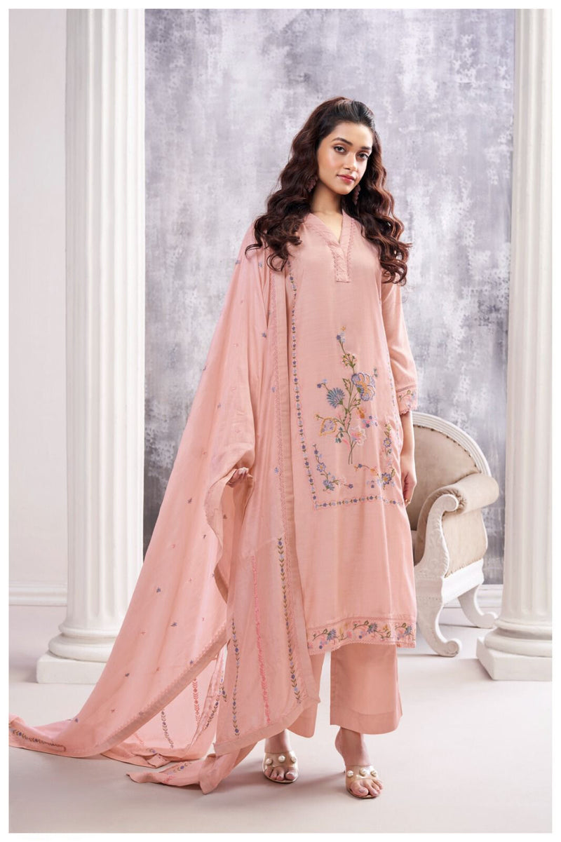 Sakhi Silk Suit Set with Embroidered Floral Detailing