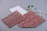 Mesmerizing Maroon Floral Handblock Unstitched Suit set with embroidered Pants