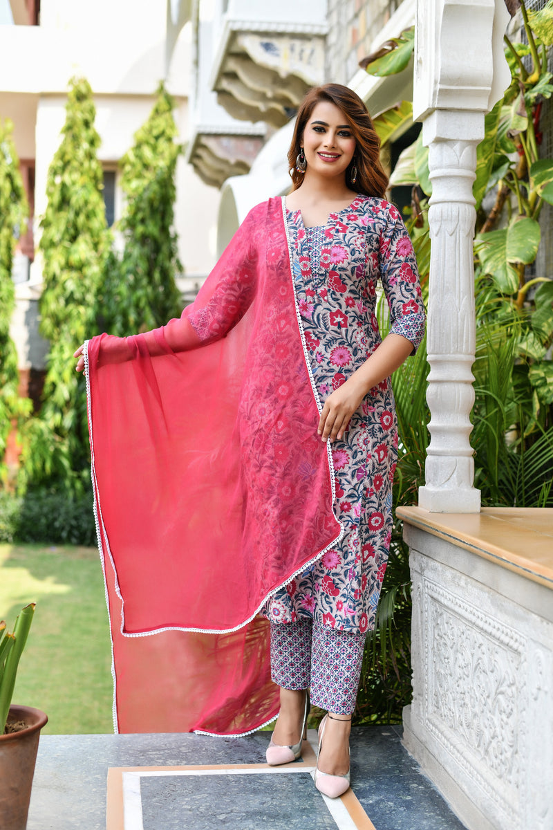Shop Season's Delight Straight Fit Suit Set Online | Jaipuri Adaah