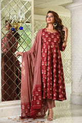 Pure Cotton Lotus Inspired Anarkali Gher Suit Set